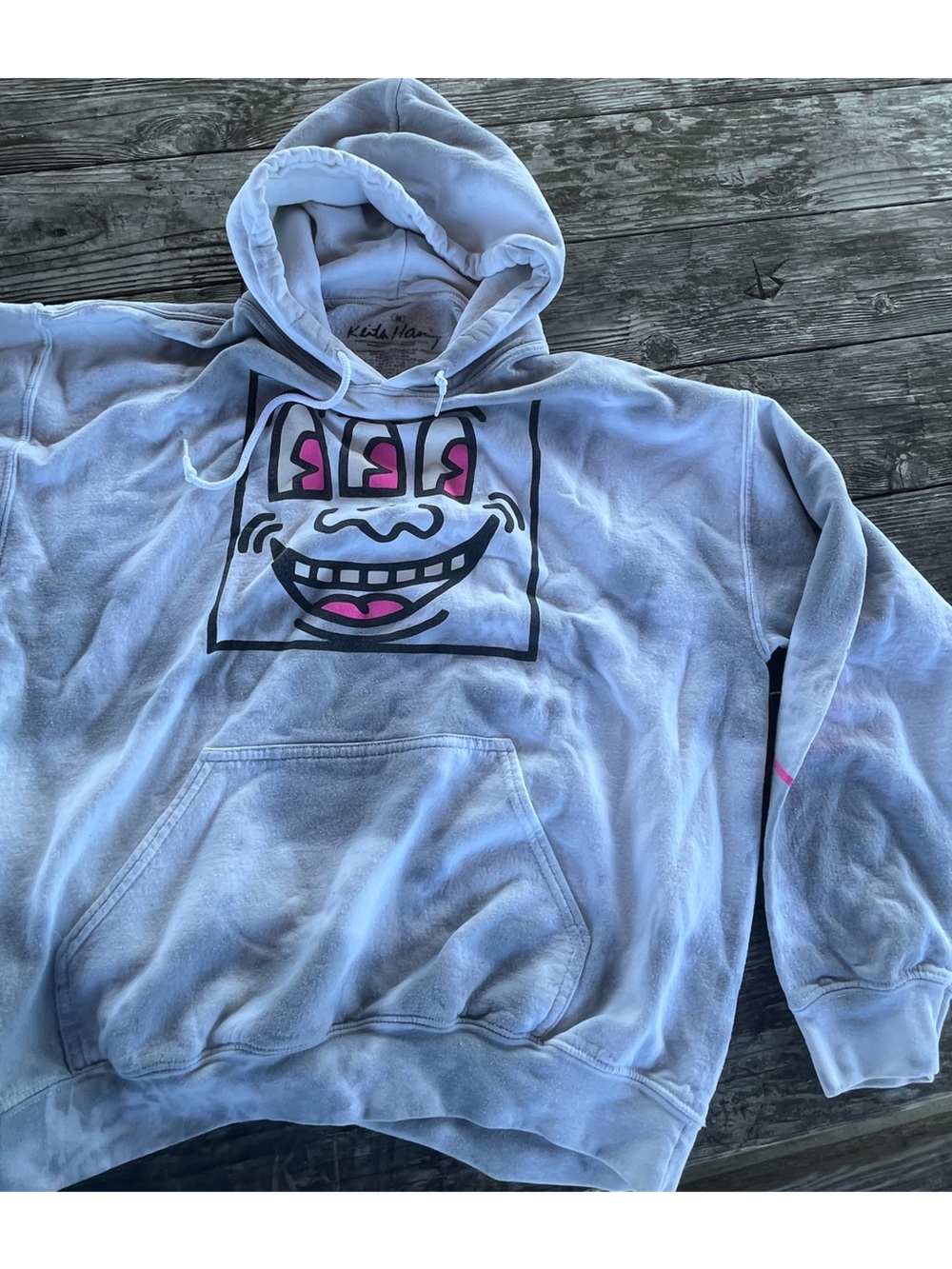 KEITH HARING MENS HOODIE SZ med, light tye dye